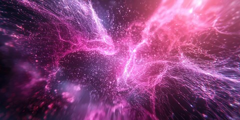 Aufkleber - Abstract cosmic energy burst with vibrant pink hues and radiant light particles creating a dynamic and immersive background for digital art projects and designs