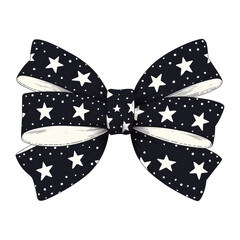 Aufkleber - black bow with white star pattern and polka dots on transparency background. bow is symmetrical and 