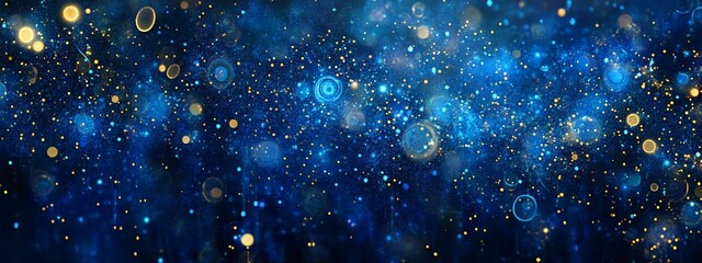 Wall Mural - Abstract blue and gold bokeh background.