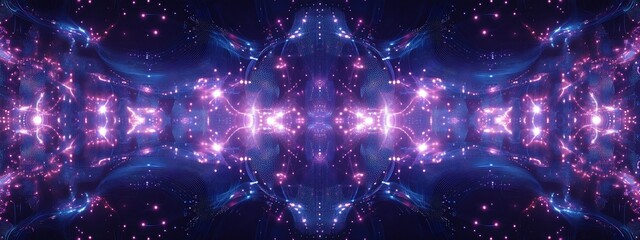 Wall Mural - abstract symmetrical glowing purple and blue energy pattern.
