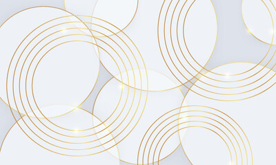Poster - abstract white glowing geometric lines on gray background. modern shiny blue circle lines pattern. f