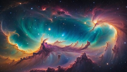 Wall Mural - vibrant celestial nebula: a stunning galaxy cloudscape for cosmic exploration