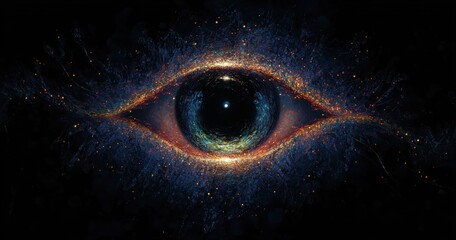 Fototapete - Surreal Abstract Eye Design Vibrant Color Patterns Light Shadow Technology Concept