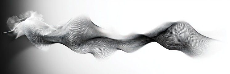 Fototapete - Monochromatic Wave Pattern Minimalism Digital Design Abstract Background Fluid Light Curves Technology