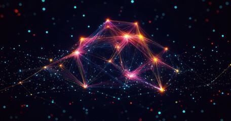 Fototapete - Abstract Geometric Design with Nodes and Lines in Modern Digital Art Style