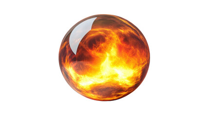 Poster - Burning planet of fire rotating in space with transparent background