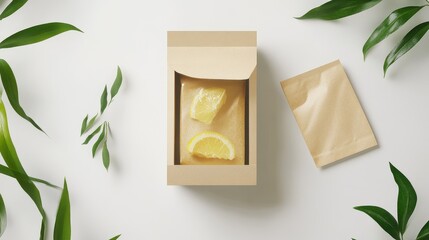 Wall Mural - Minimalist packaging design, boxed healthy food, clean and modern aesthetic. 