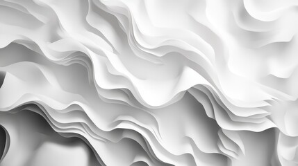 Wall Mural - An abstract composition of soft, flowing white waves creates a serene and elegant visual effect.