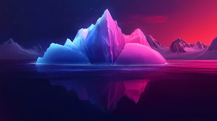 Wall Mural - Iceberg concept, underwater risk, dark hidden threat or danger concept. central composition, background, illustration digital generative ai design art style. Molten Sky Lakes. Illustration