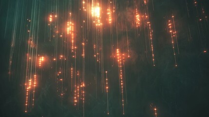 Abstract coding concept with glowing lines and symbols, symbolizing innovation and digital transformation.