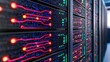 © aun - Advanced Data Server Racks with Colorful LED Lights in Data Center