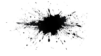 Poster - Black ink splashing on transparent background, spatter, splatter, blot, stain, messy