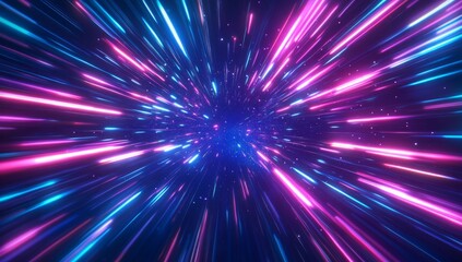 Wall Mural - neon light streaks, hyperspace tunnel, cosmic background, futuristic design