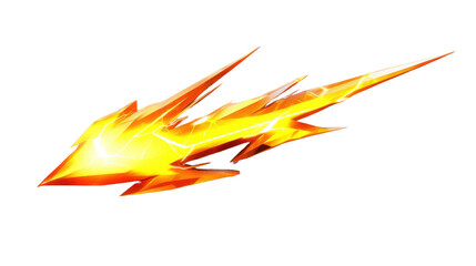 Poster - Glowing orange and yellow energy arrow flying on transparent background