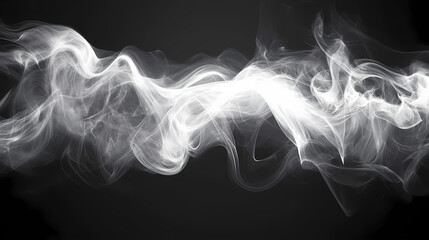 Canvas Print - Abstract white smoke swirls against dark background. Silken Mist Spirits. Illustration