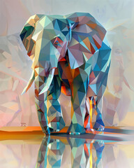 Wall Mural - A modern low-poly geometric elephant