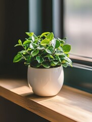 Wall Mural - Green Flower Pot on Window Sill