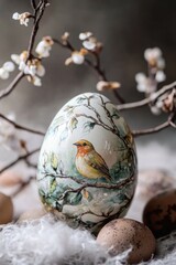 Decorative Easter Egg with Bird Design