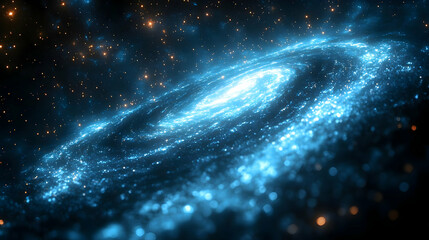 Wall Mural - Spiral Galaxy With Glowing Blue Light