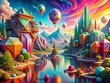 © Sirinporn - Surreal Abstract Shapes: Dreamlike Geometric Forms in Vibrant Hues