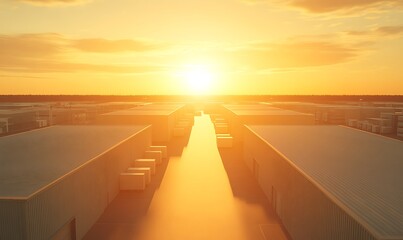 Poster - Aerial view of a modern distribution center showcasing futuristic design and architecture.