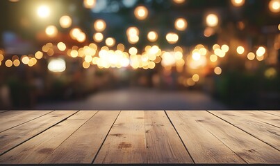 Poster - A blurred background highlights a wooden tabletop, showcasing its texture and design in this stock image.