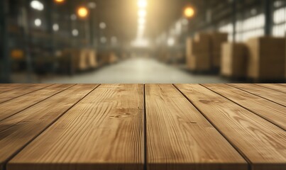 Poster - A wooden table against a blurred background, perfect for interior and lifestyle projects.