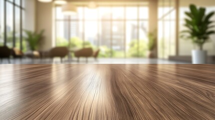 Poster - A high-quality image of a polished wooden desk featuring subtle natural elements.
