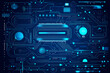 © Helen - An intricate vector illustration of a blue circuit board with futuristic digital tech elements.