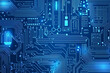 © Helen - An intricate vector illustration of a blue circuit board with futuristic digital tech elements.