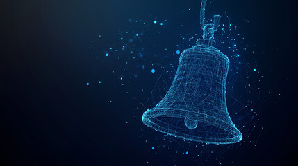 Aufkleber - Digital Ringing: Abstract digital bell rendered in lines and dots against a dark, evoking a sense of technology, sound and alert.