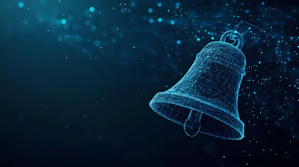 Aufkleber - Digital Ring: A captivating digital representation of a bell glows against a dark backdrop, evoking the fusion of tradition and modernity. 