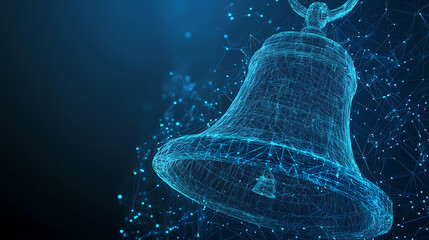 Aufkleber - Digital Ring: A mesmerizing digital representation of a bell, constructed from interconnected particles and glowing lines.