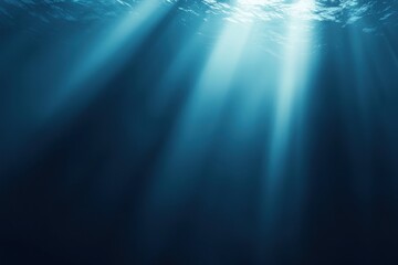 Wall Mural - Tranquil Underwater Scene with Sunlight Rays and Blue Tones
