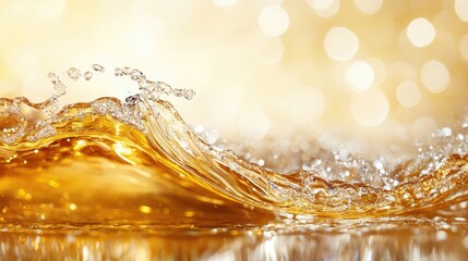 Poster - A futuristic golden financial wave representing strong business growth and increasing profitability. Background with copy space.