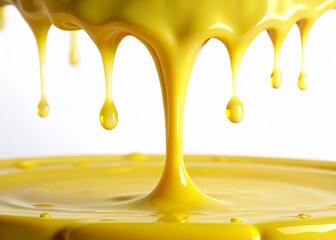 Poster - Yellow Paint Drips, Abstract Background, Tilt-Shift Effect, High-Resolution Stock Photo