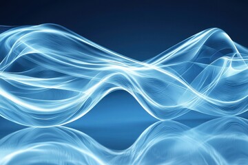 Wall Mural - Ethereal Blue Waves with Light Trails on Soft Background