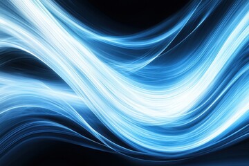 Wall Mural - glowing blue waves flowing smoothly across a dark background