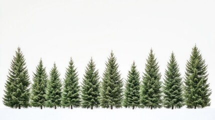 Evergreen trees in winter snow, landscape, nature, website banner