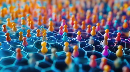 Poster - professional digital background of hexagonal networks, showing human social connections and highlighting the power of community collaboration