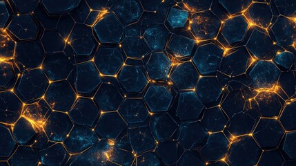 Poster - professional digital background of hexagonal networks, showing human social connections and highlighting the power of community collaboration