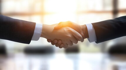 Aufkleber - A transparent business agreement floating above a desk, symbolizing ethical cooperation. Copy space included.