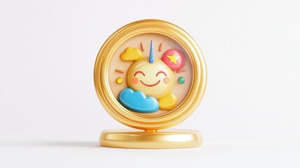 Wall Mural - cheerful sun character with clouds and colorful elements in frame
