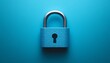© Itsaree  - Blue padlock on simple background, symbolizing protection, security and safety, modern digital design, sleek lock, minimalist aesthetics