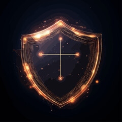 Poster - Digital Security Shield Concept, Abstract Glowing Design, Cybersecurity Icon