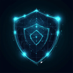 Poster - Digital security shield concept, glowing cyber protection icon