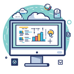 Poster - Modern illustration of data analysis on a computer screen.