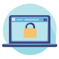 Poster - Laptop with lock icon illustrating internet security and protection
