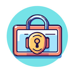 Poster - Secure Data: Padlock and Case Icon, Information Protection Concept