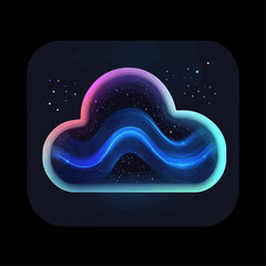 Poster - Cloud Computing Icon: Futuristic Neon Design with Glowing Lines and Dots